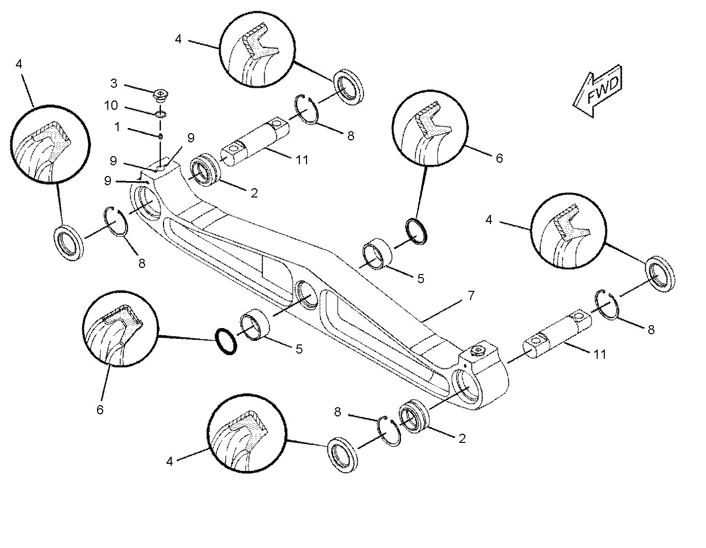 Bushing Location in CATERPILLAR Equalizer Bar & Linkage Systems