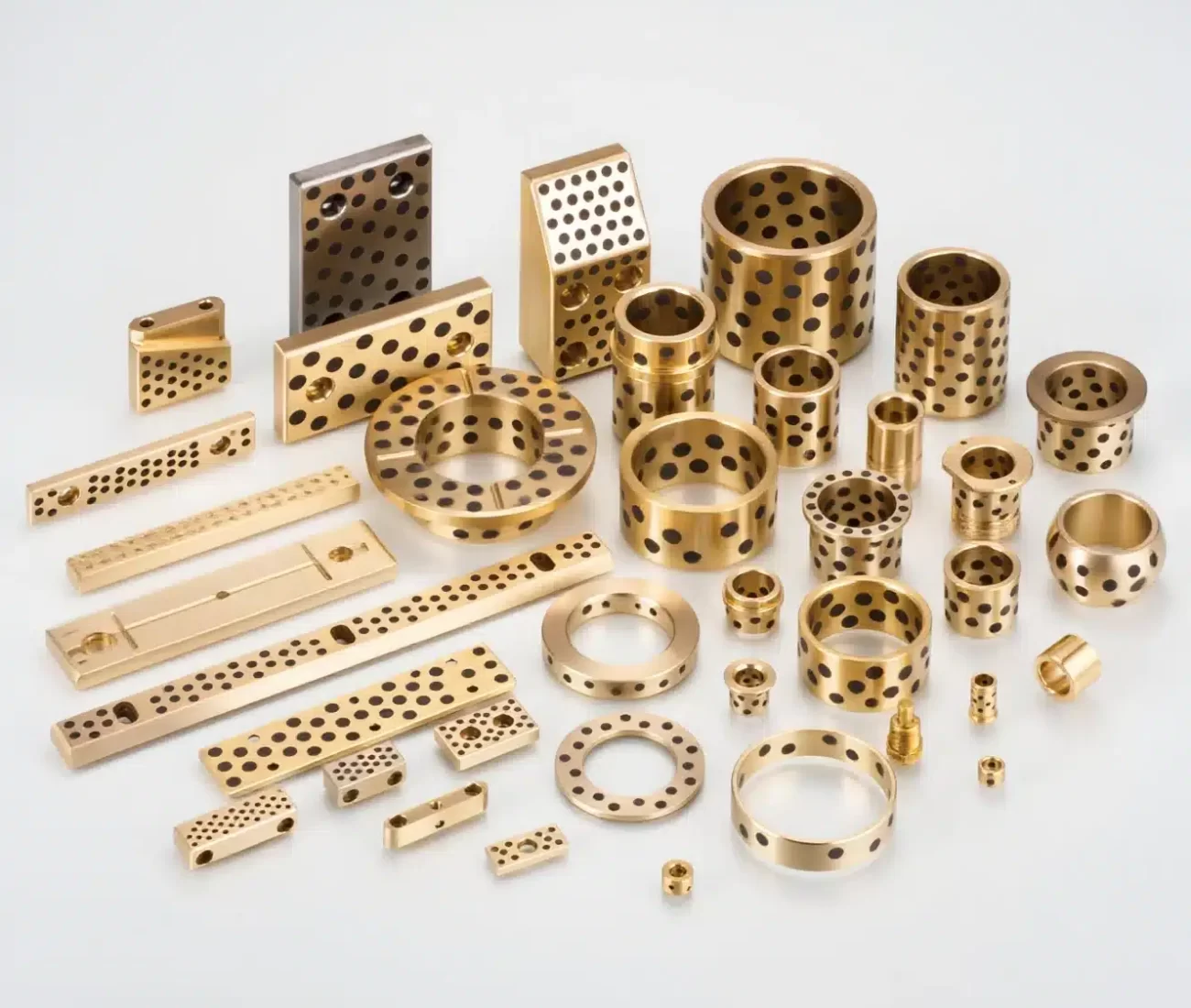 DB bushes (such as BR-500, PBR, BRM, etc.) are for high wear resistance and heavy equipment and industrial use. Dry Bushing, Lubrication-Free Bushing, Graphite Bushing, Metal-Polymer Composite Bushing, Bronze Graphite Bushing, Oil-Free Bushing, Dry-Run Bushing, 自己潤滑ブッシュ