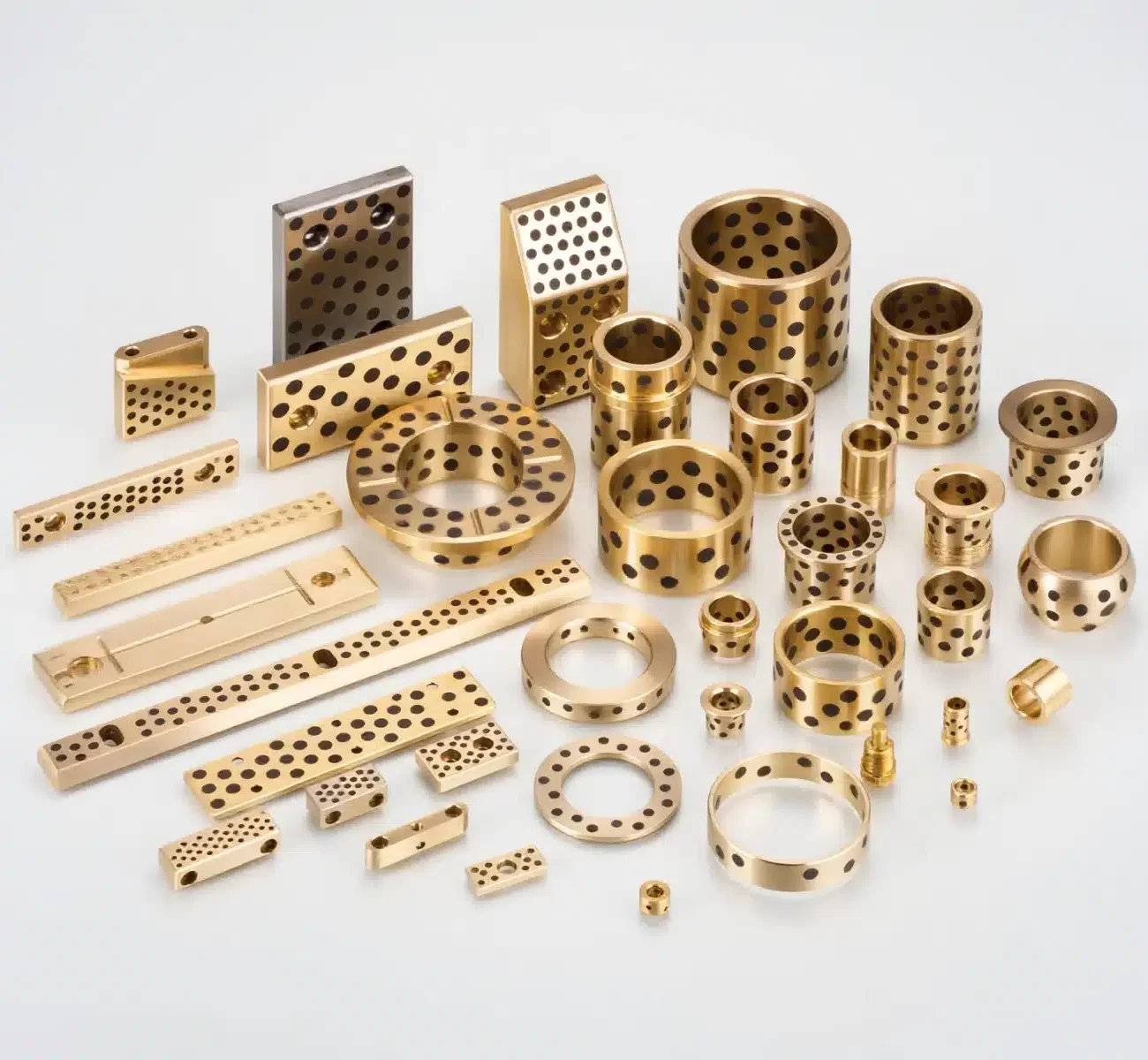 DB bushes (such as BR-500, PBR, BRM, etc.) are for high wear resistance and heavy equipment and industrial use. Dry Bushing, Lubrication-Free Bushing, Graphite Bushing, Metal-Polymer Composite Bushing, Bronze Graphite Bushing, Oil-Free Bushing, Dry-Run Bushing, 自己潤滑ブッシュ
